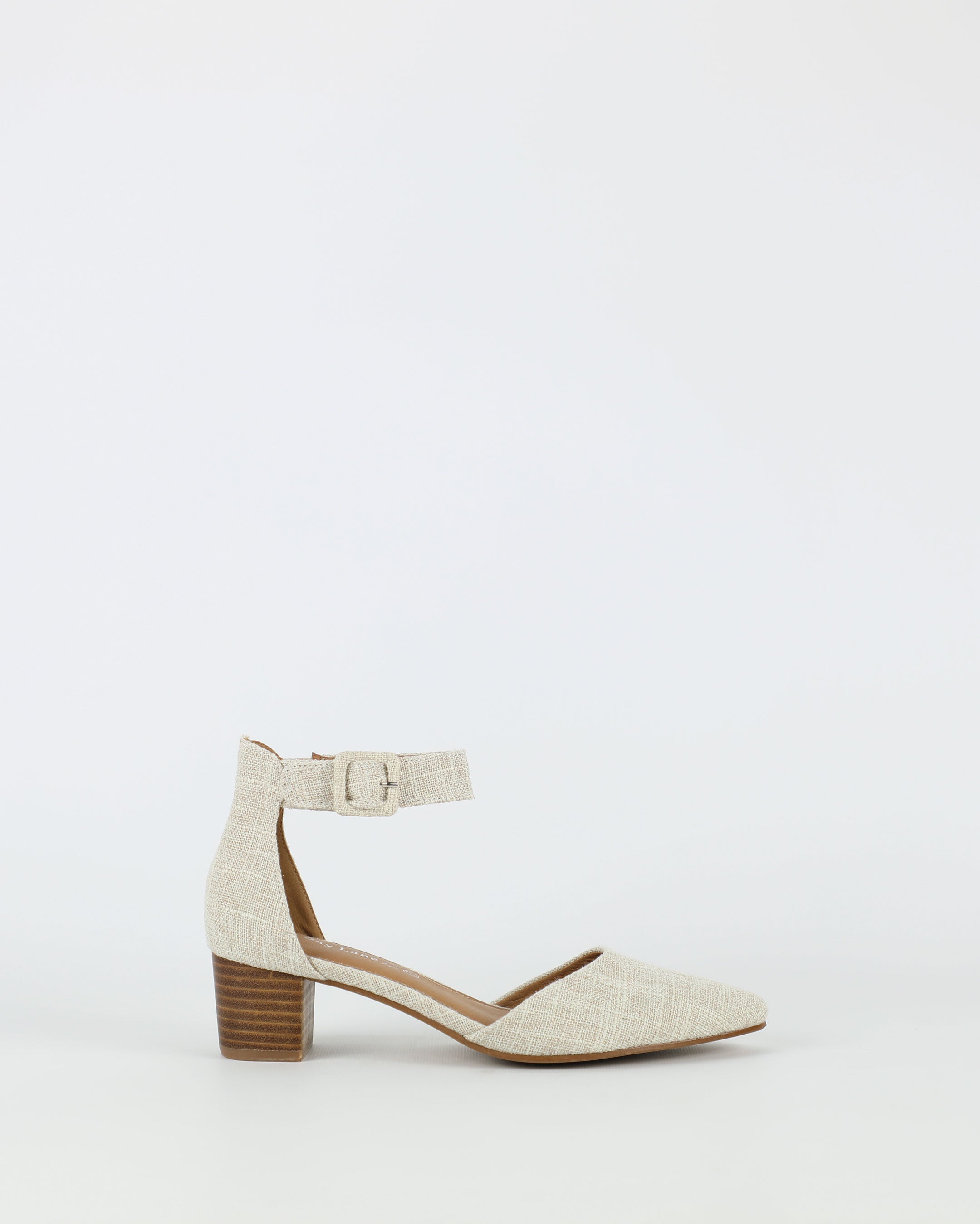 Tasman – Women's Beige Linen Leather Sandal by Bay Lane