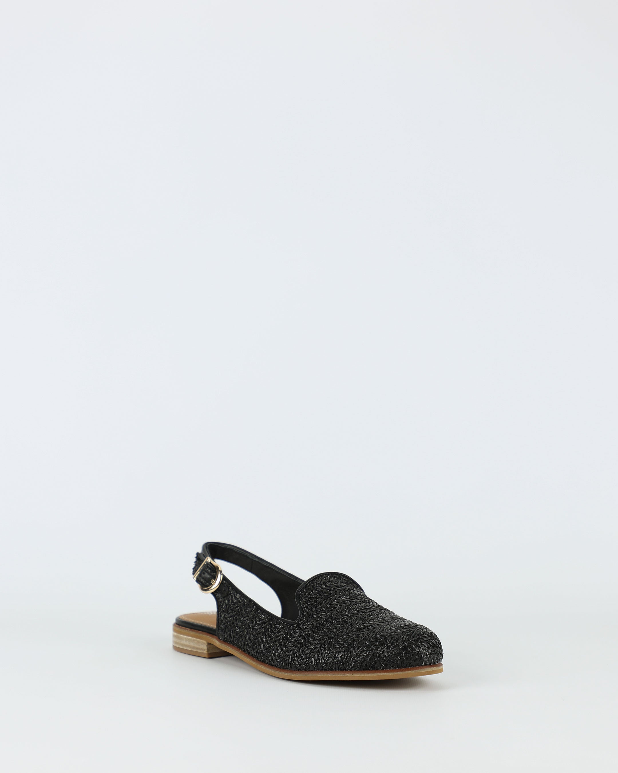 Blair – Women's Black Raffia Leather Shoe by Bay Lane